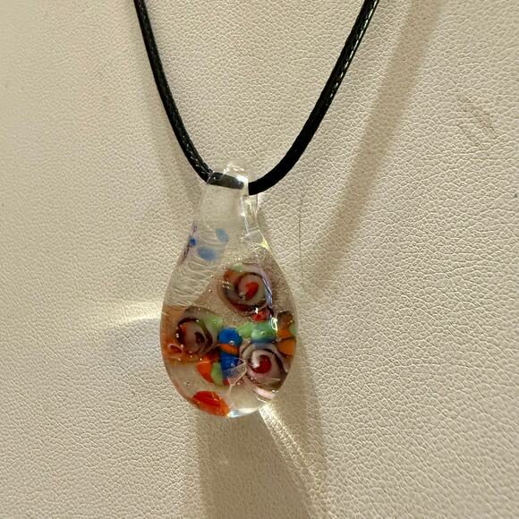 Unique & Colorful Dimensional Artisan Glass Pendant - Picture 8 of 8